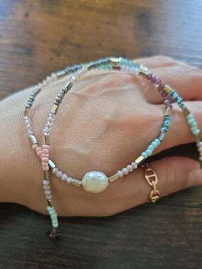 Delicate Multicolor Beaded Pearl Necklace - Women Jewelry